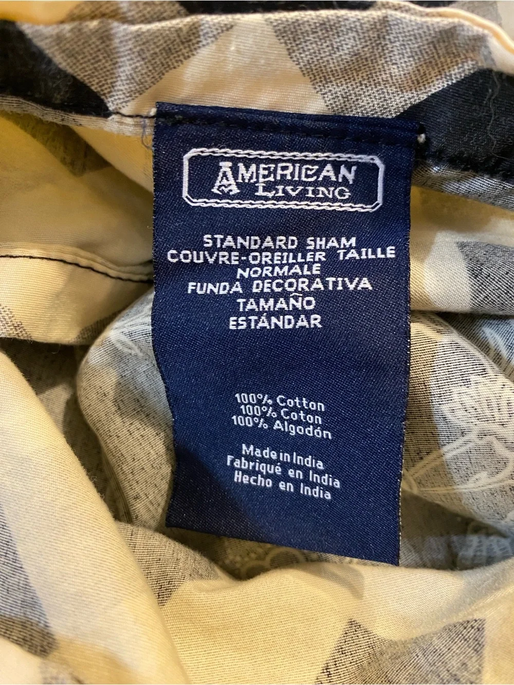 Set of 2 American Living 100% cotton black tan gingham plaid floral King shams